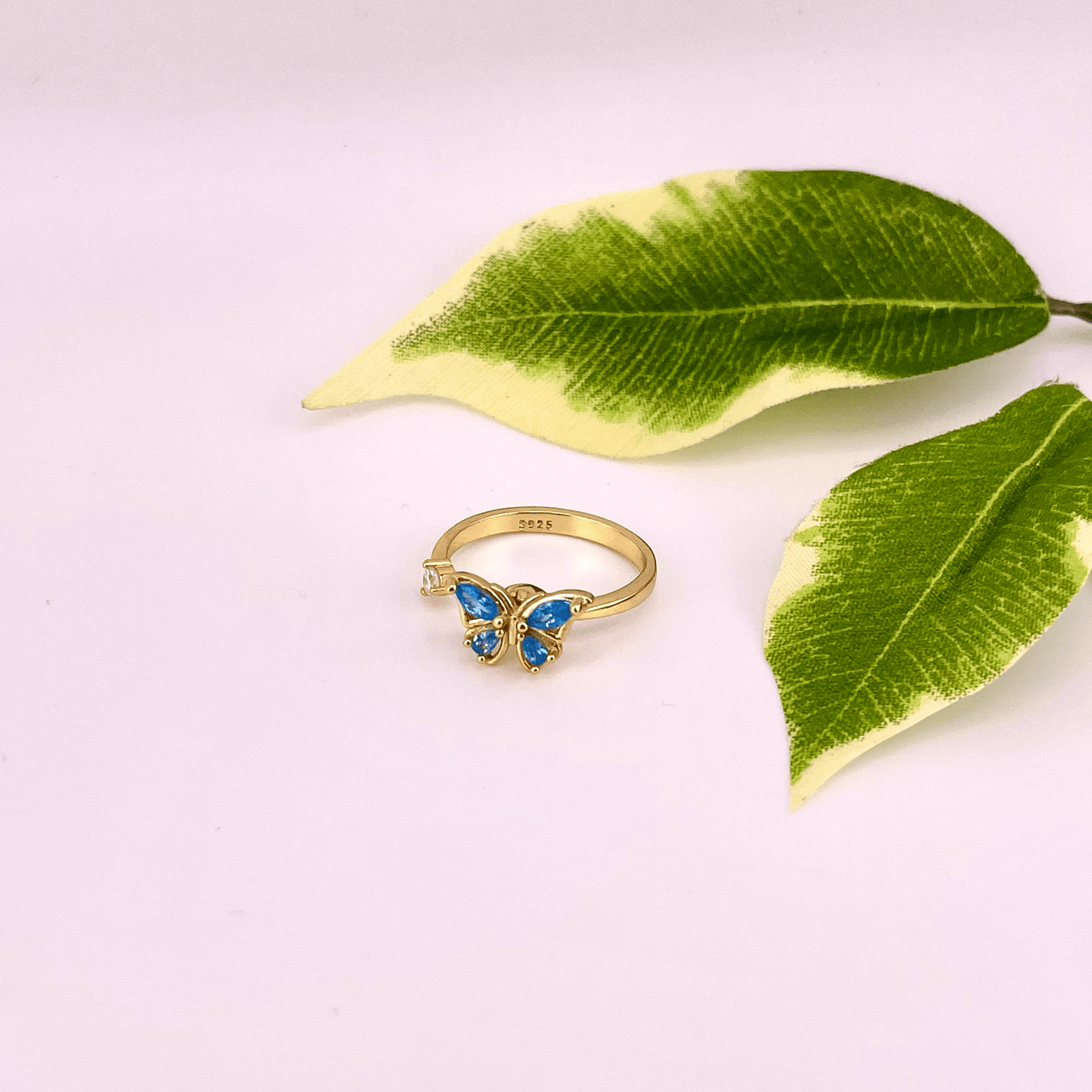 Crystal Blue Butterfly Ring