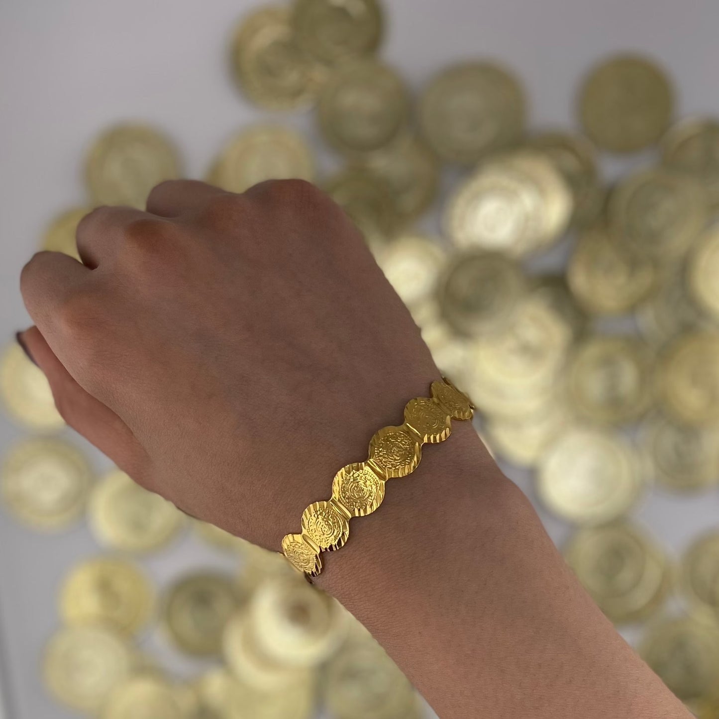 Sara - Coin Cuff Bangle