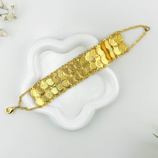 Iman - Double Layered Gold Coin Bracelet