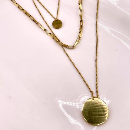 Miad - Gold Coin Pendant Pre-layered Necklace