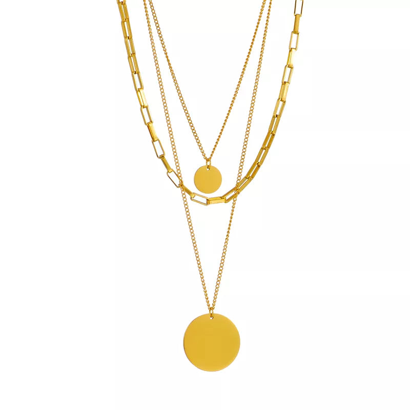 Miad - Gold Coin Pendant Pre-layered Necklace
