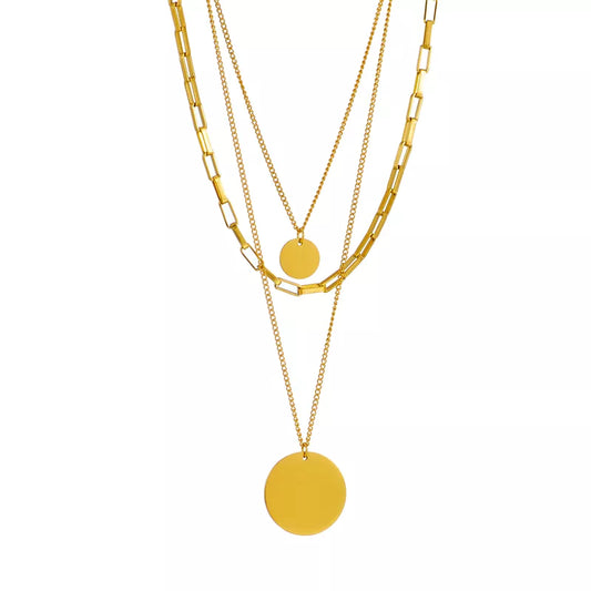 Miad - Gold Coin Pendant Pre-layered Necklace