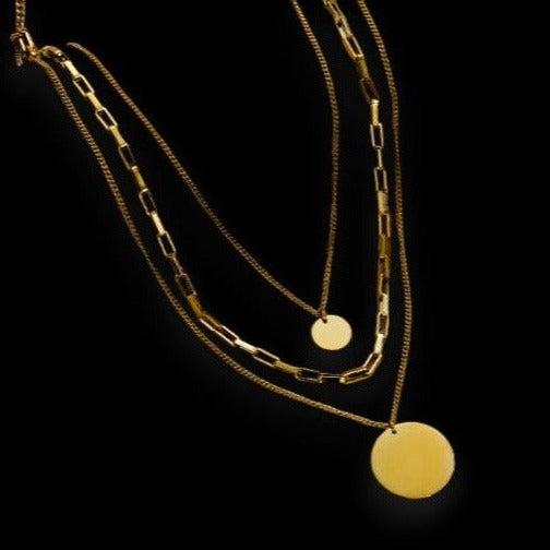 Miad - Gold Coin Pendant Pre-layered Necklace