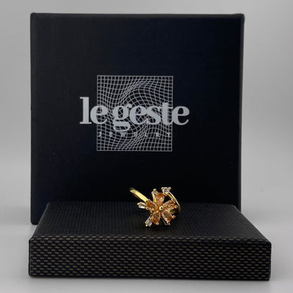 Orange Crystal Petals Ring