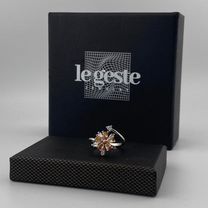 Orange Crystal Petals Ring