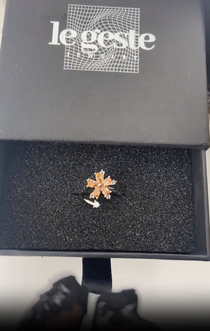 Orange Crystal Petals Ring